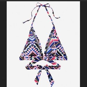Express Bikini Top Tribal Geometric Swimsuit Wrap Halter XS S New